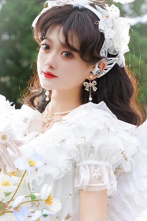 Rose of Sharon - Lily Miss - Elegant Lolita Pearl Necklace and Earrings Set