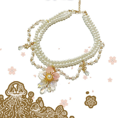 Red Maria - Jellyfish Sakura - Elegant Blue White Handmade Accessories