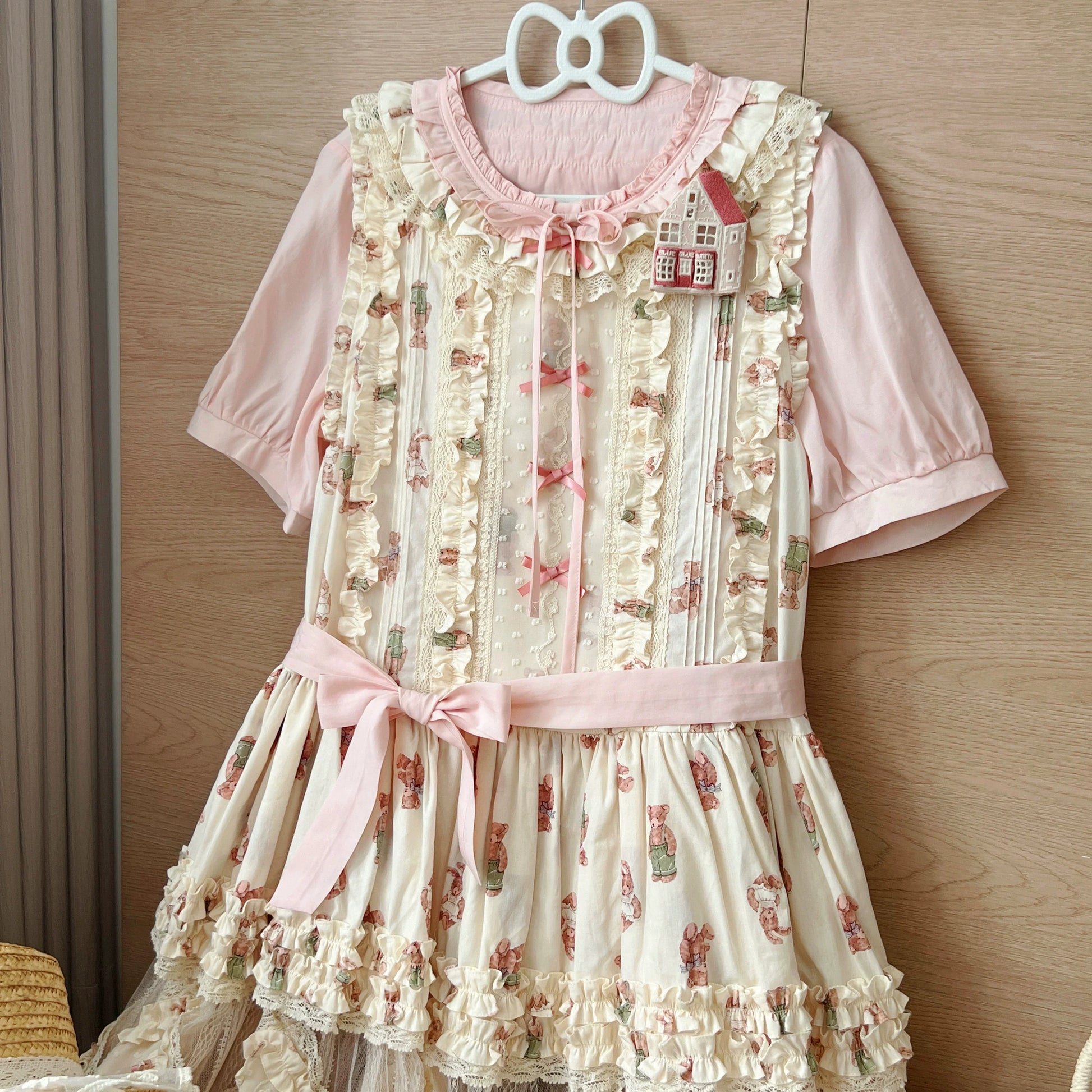 MIST - Vernal Stream - Lightweight Kawaii Lolita Blouse, Detachable Waist Tie