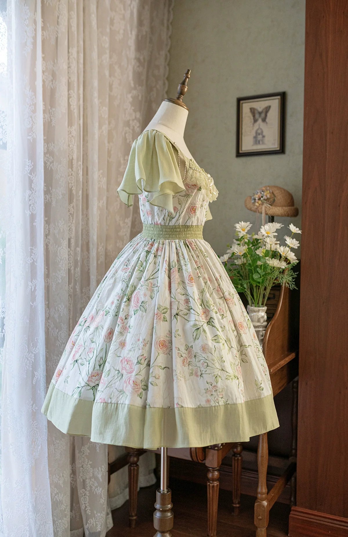 EESSILY - The Rose Dowry - Daily Cotton Lolita OP Dress V-neck Dress