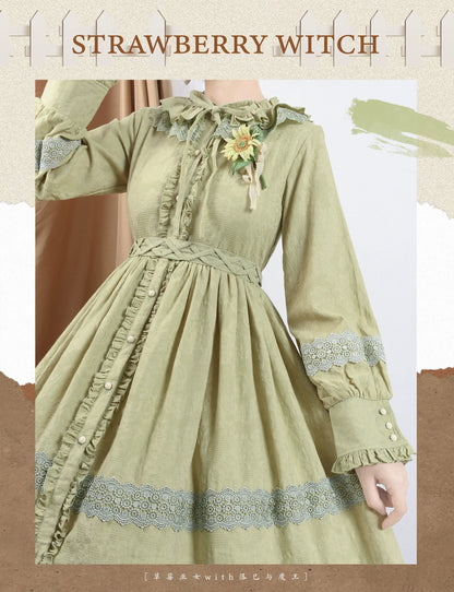 Strawberry Witch - The Spring - Cotton Lolita OP Dress with Long Sleeve