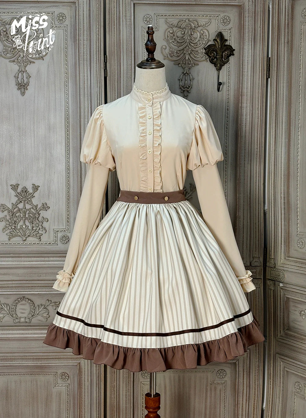 Miss Point - Classical Chocolate - Classic Lolita Skirt Elegant Striped SK