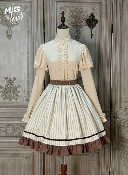 Miss Point - Classical Chocolate - Classic Lolita Skirt Elegant Striped SK