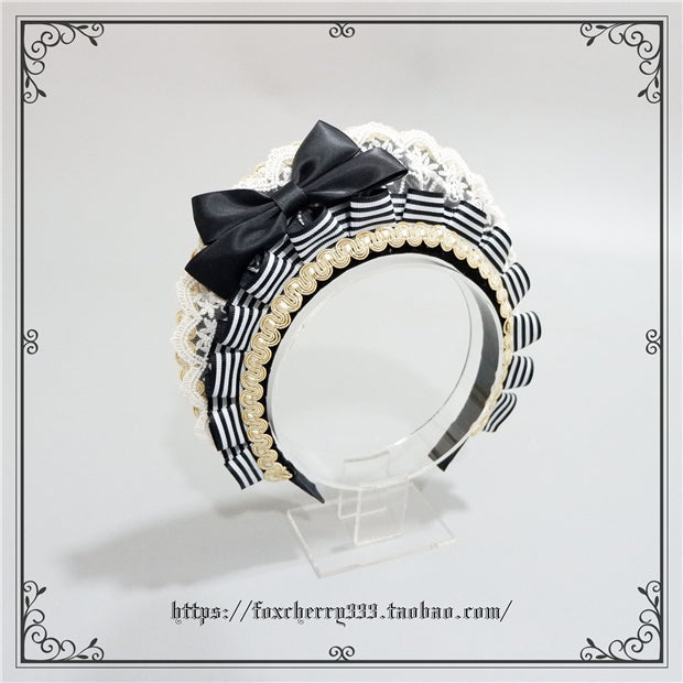 Foxcherry-Sweet Lolita Striped Maid Headdress Multicolors