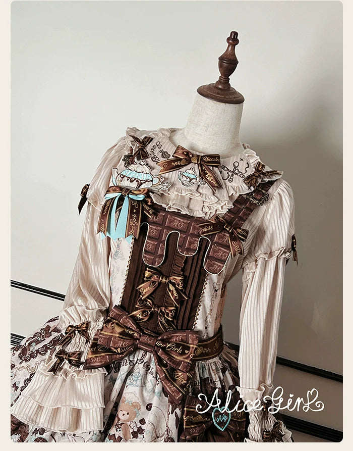 Alice Girl - Bear Chocolate Bar - Kawaii Lolita JSK & Salopette Dress