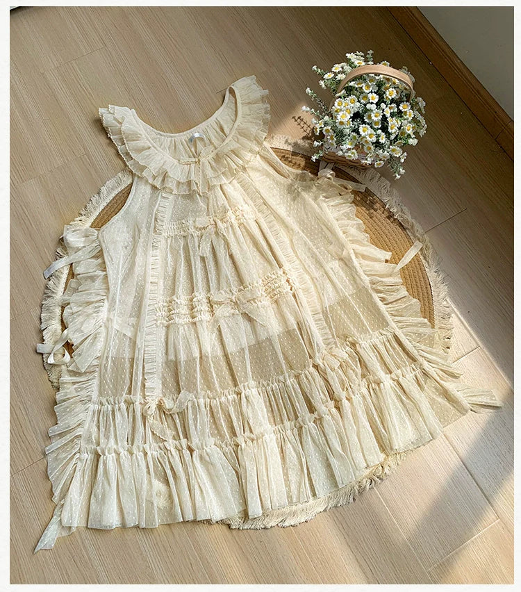 With PUJI - Letters and Poetry - Classic Lolita Tulle Over-Skirt for Summer