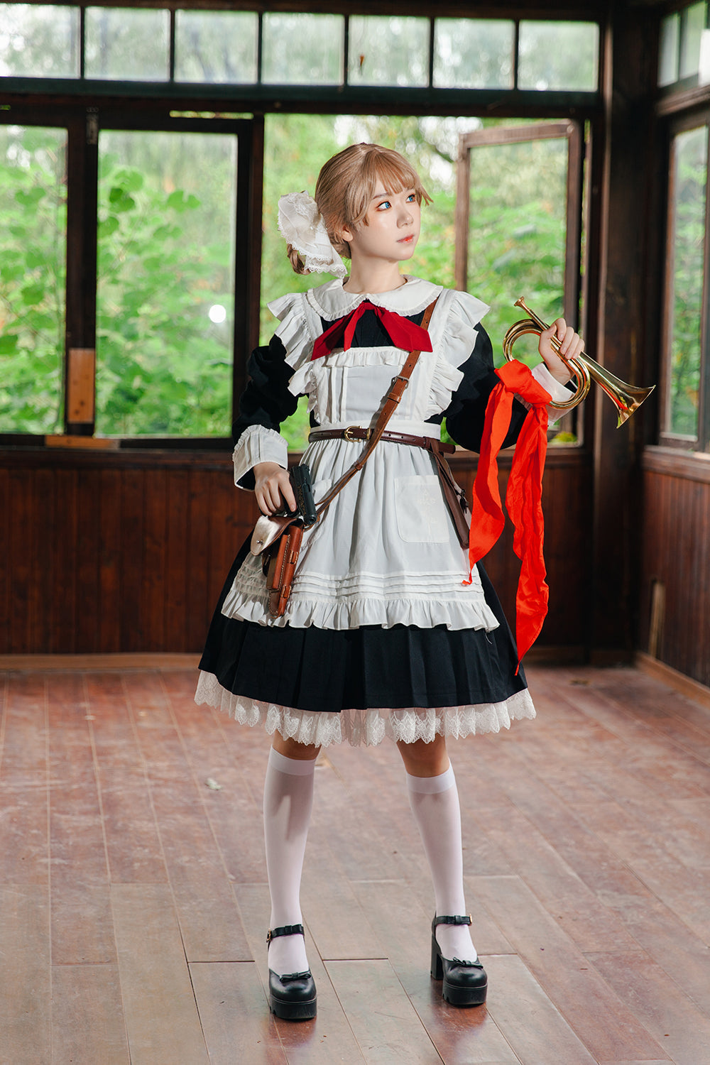 Infanta - Suliko - Maid Lolita OP Set with Soldier Style Waist Pack and Apron