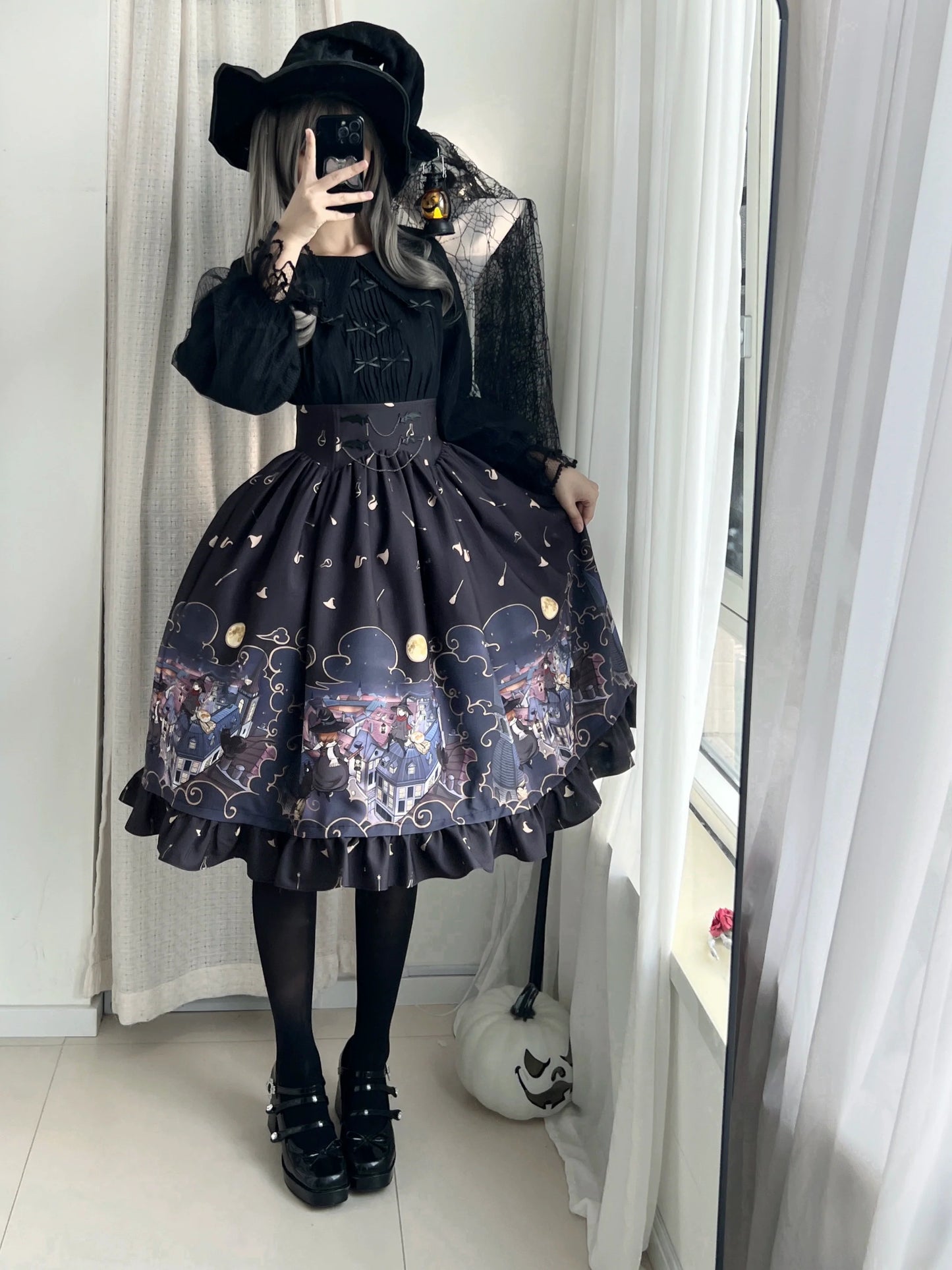 Magic Tea Party - Witching Night - Gothic Lolita SK Halloween Chiffon Skirt