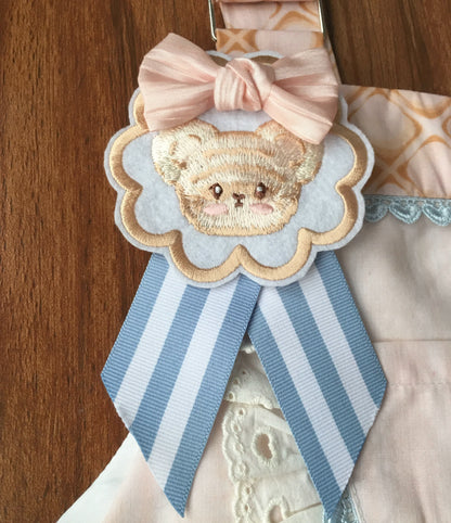 White Tea Story - Little Bear Bonny - Kawaii Lolita Salopette, Bear & Dessert Print