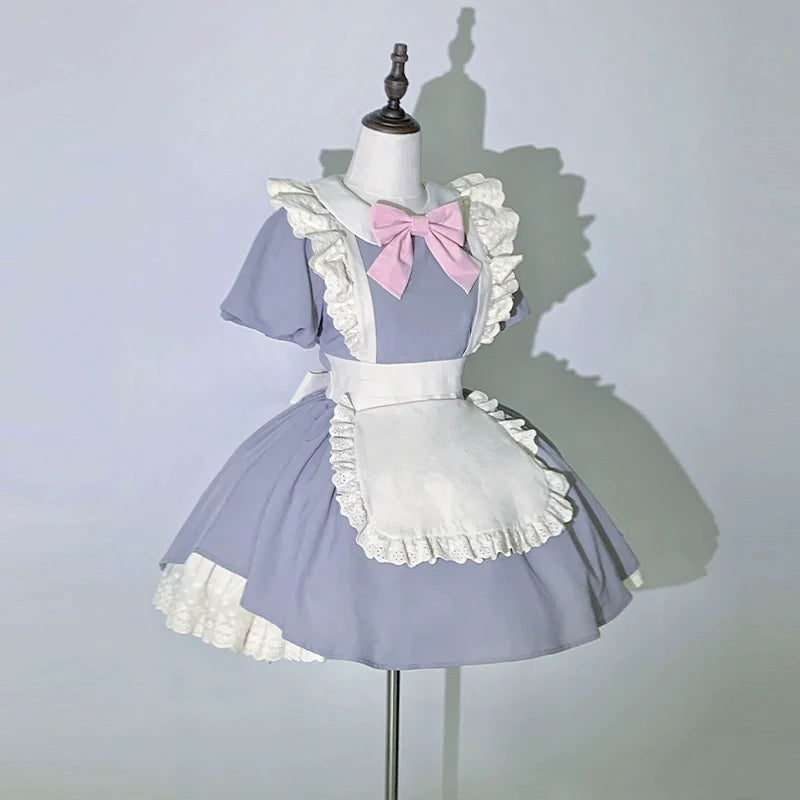 With PUJI - KissKiss - Maid Lolita OP Dress Pleated Lace Multicolor Dress