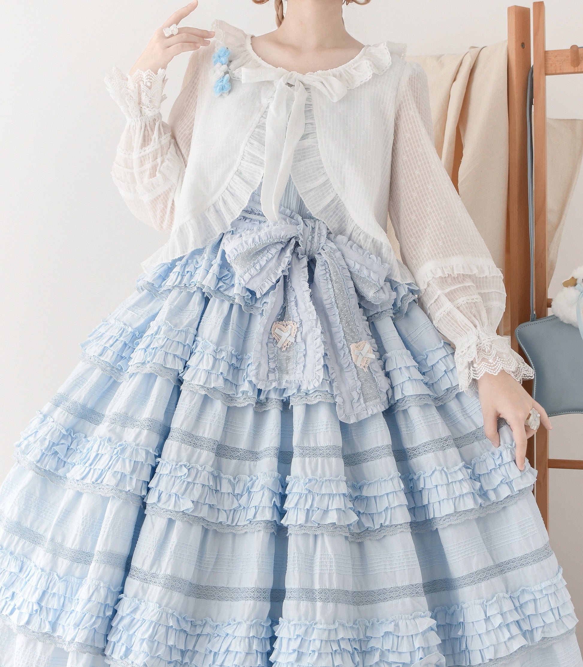 DMFS Lolita - Sweet Lolita Light Cardigan White Apricot Summer Cover-Up