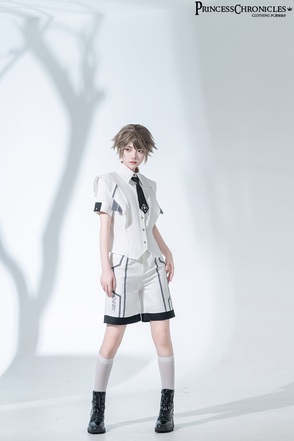 Princess Chronicles - Dry sea and Ashlar - Handsome Futuristic Style White Short Set