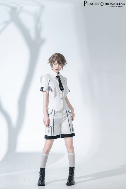 Princess Chronicles - Dry sea and Ashlar - Handsome Futuristic Style White Short Set