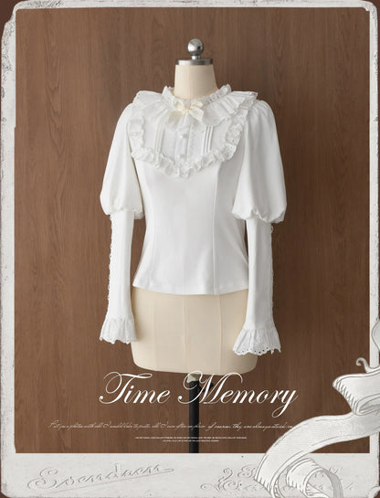 Time Memory - Cozy and Warm - Elegant Lolita Shirt Slimming Mutton Sleeves Blouse