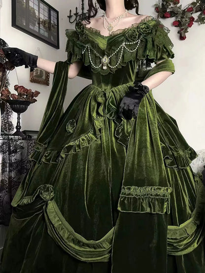 Meowing and fruity - Tana Manor - Classic Lolita OP Dress, Floral Decoration