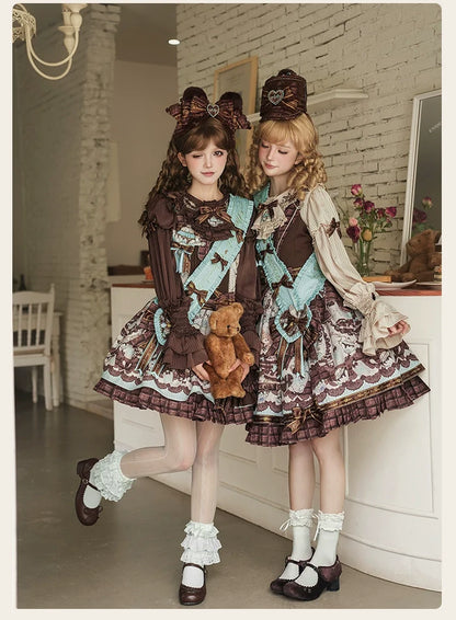 Alice Girl - Bear Chocolate Bar - Kawaii Lolita Blouse, Long Sleeve