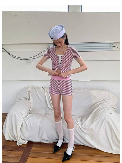 Slim hot girl t-shirt and shorts【s0000008422】