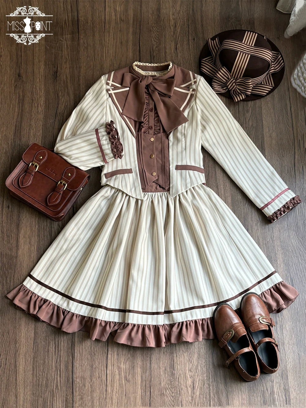 Miss Point - Classical Chocolate - Classic Lolita Skirt Elegant Striped SK