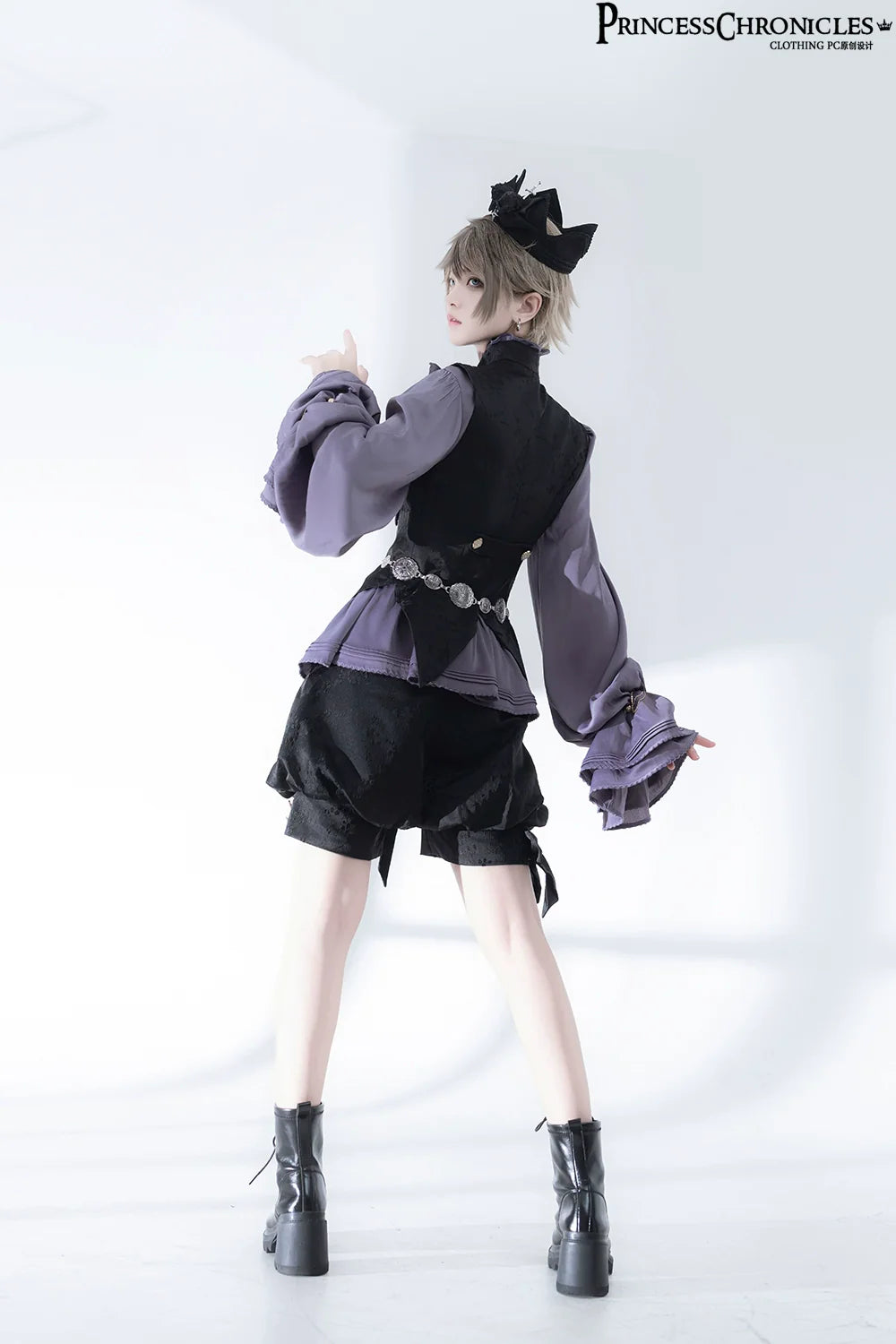 Princess Chronicles - Rabbit Hunt 2.0 - Ouji Lolita Retro Cool Purple Shirt & Shorts Set