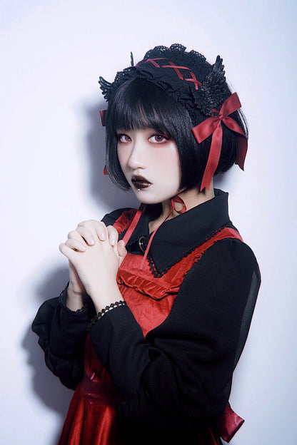 Strange Sugar - Handmade Gothic Lolita Black Red Hairband