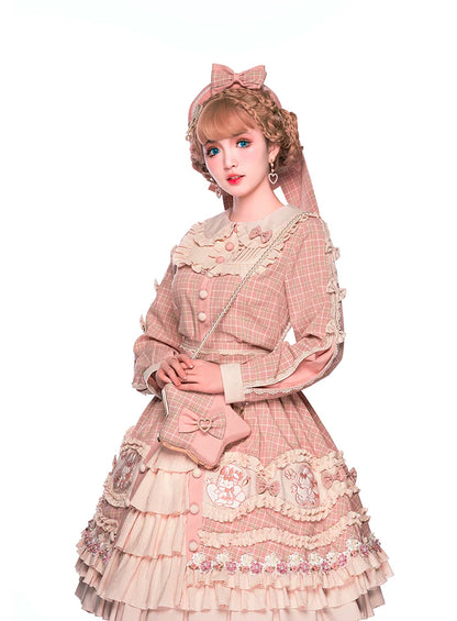 Youpairui - Helford - Sweet Coordinated Lolita Suit Pink Plaid Lolita SK Set