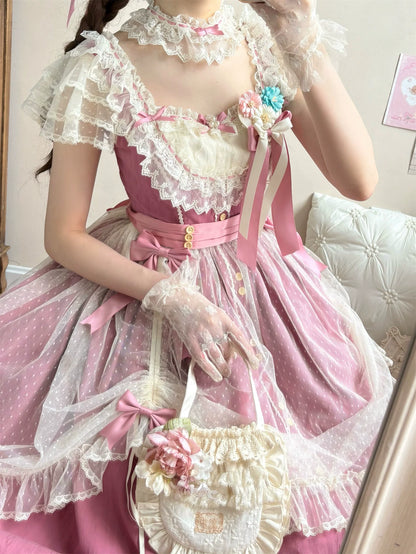 Uncle's Workshop - Fluttering Cherry Spring Strings - Cotton Sweet Lolita JSK Dress