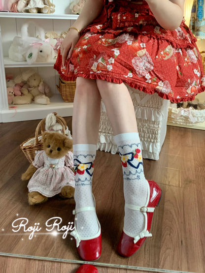 Roji Roji - Sweet Lolita Socks, Strawberry Print