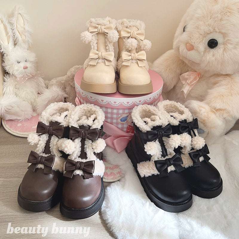 Beauty Bunny - Furry Bear - Winter Cute Lolita Shoes Short Snow Boots