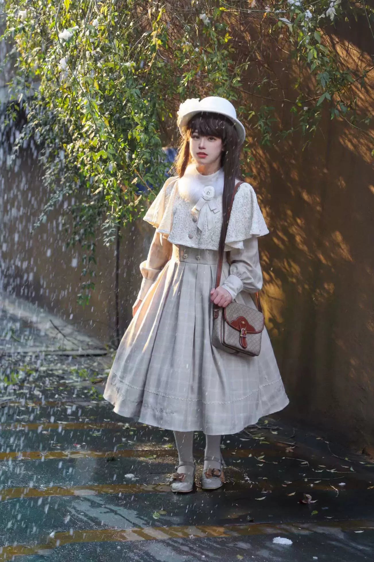 ZeeYe - Elegant Lolita Cape Fur Collar Lolita Cape Coat