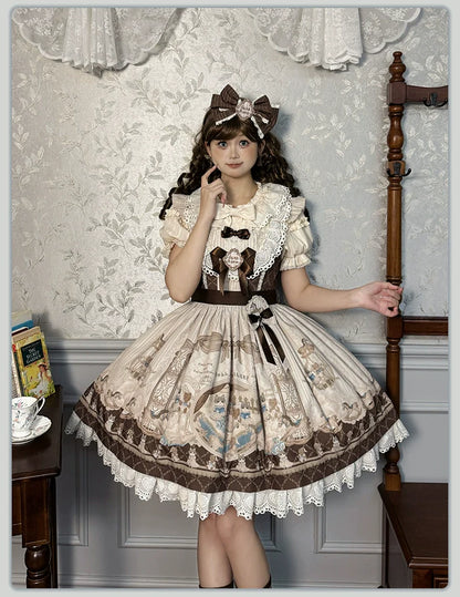 Alice Girl - Sea Salt Fairytale - Sweet Lolita JSK Doll-like Lolita Printed Dress