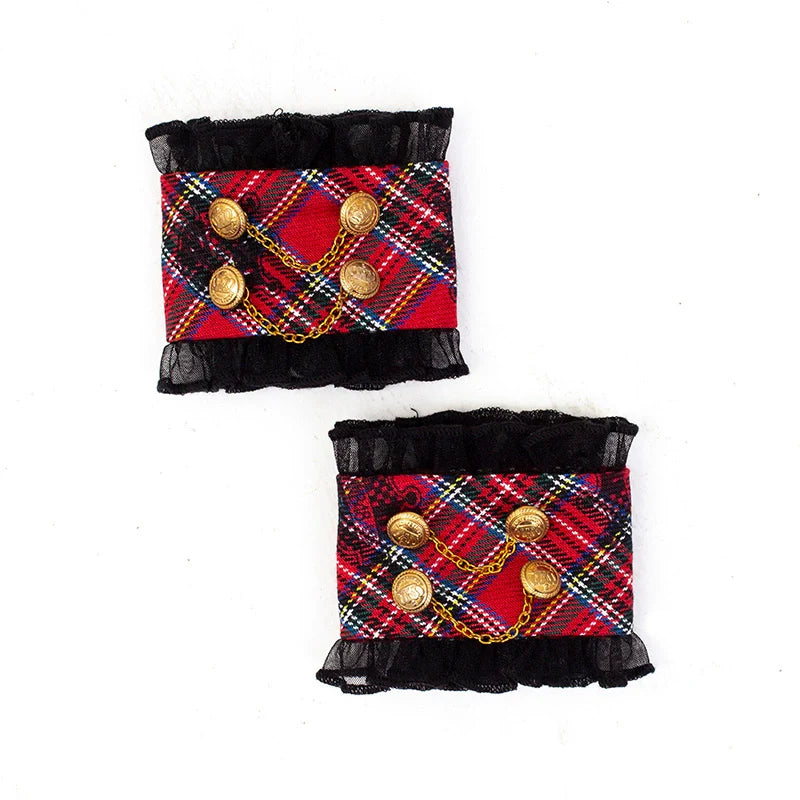 Forest Fluorescent Carps - IP Collab Sweet Lolita Performance Outfit Red Plaid JSK Full Set