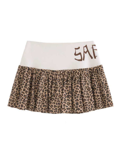 Leopard print low waist short skirt【s0000009815】