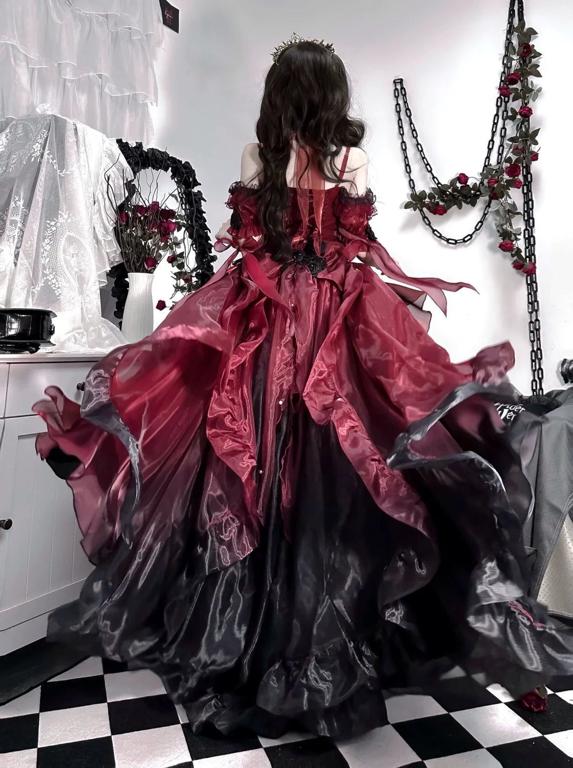 Meowing and fruity - Elegant Lolita Gorgeous Trailing With Large Hem & Shoulder Strap