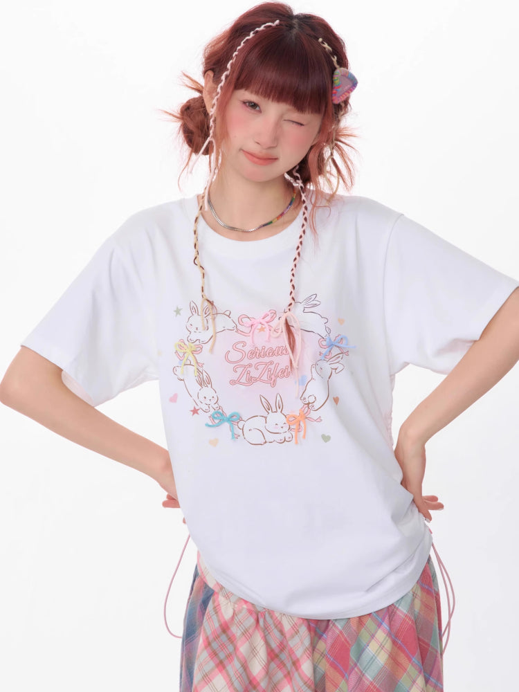 Round neck print short sleeve T-shirt【s0000007534】