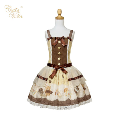 CutieVolta - Blissful Confectionery - Sweet Lolita OP Dress Bear Print JSK