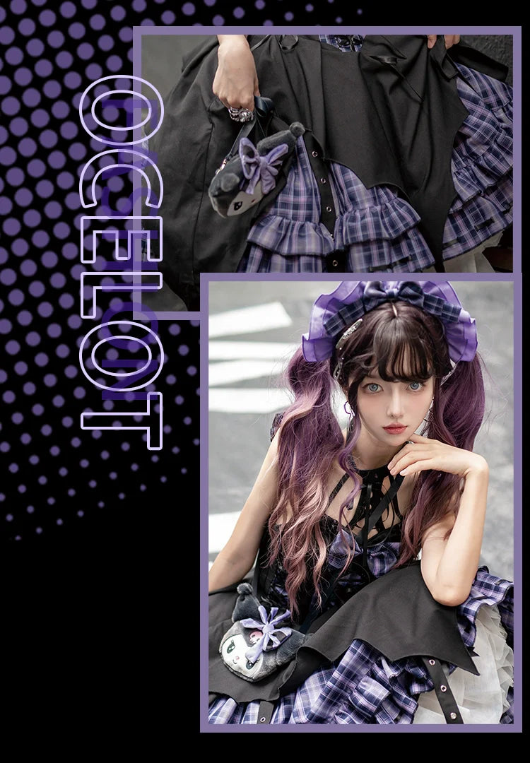 OCELOT - Rock 'N' Row Radio Wave - Punk Lolita JSK Dress Plaid Irregular Hemline Dress