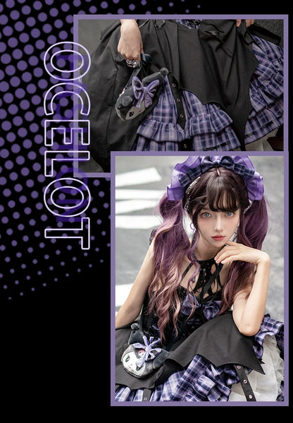 OCELOT - Rock 'N' Row Radio Wave - Punk Lolita JSK Dress Plaid Irregular Hemline Dress