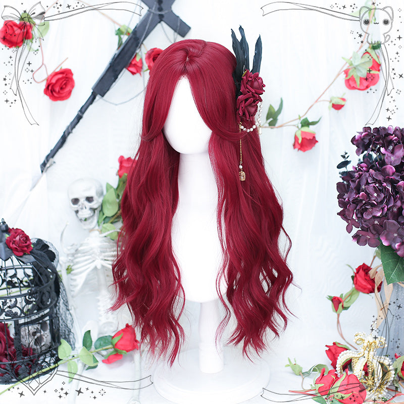 Dalao Home - Dragon Dream - Long Curly Wine Red Cool Wig