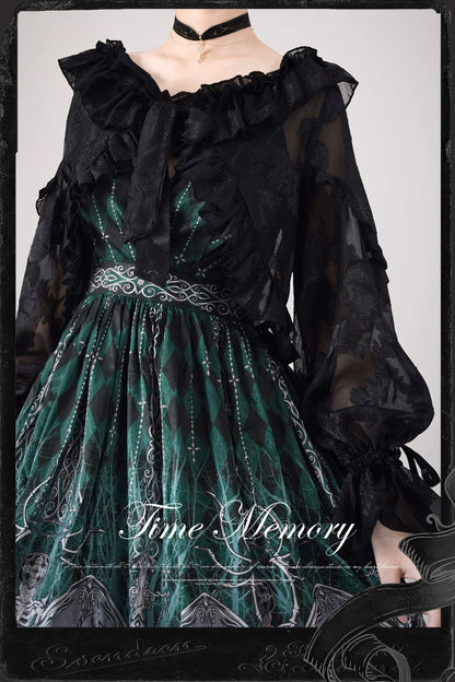 Time Memory - Xianbei - Sweet Lolita Chiffon Lantern Sleeve Cardigan with Bow