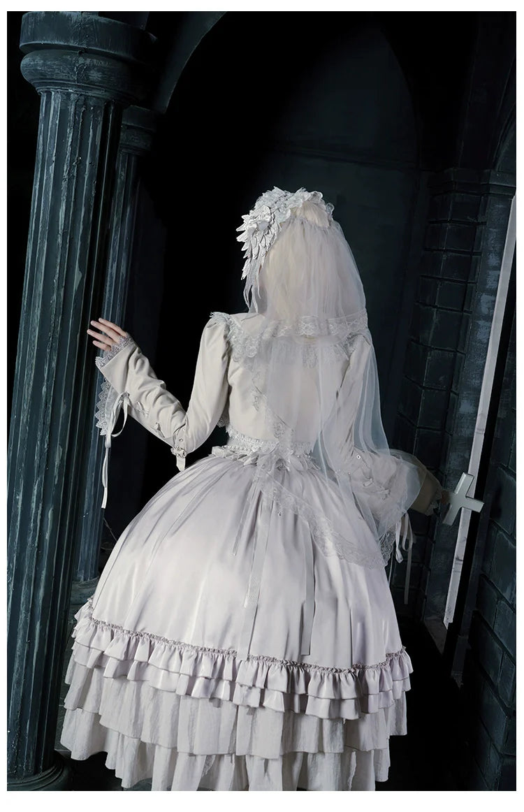 With PUJI - Letter and Poetry ﾂｷ Humanoid Robot - Silver Gothic Lolita Mermaid Skirt Set