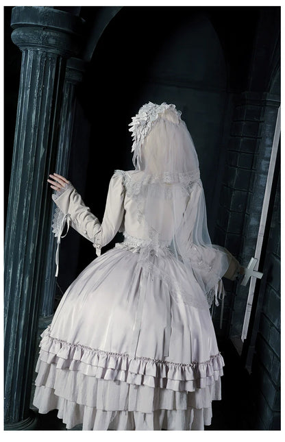 With PUJI - Letter and Poetry ﾂｷ Humanoid Robot - Silver Gothic Lolita Mermaid Skirt Set