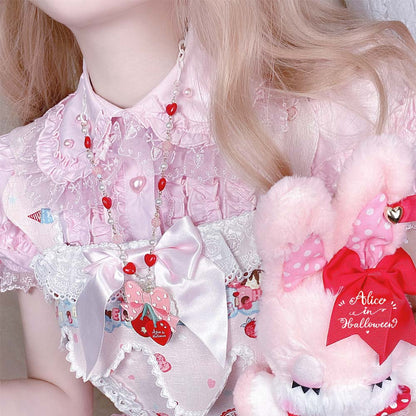 Halloween Alice - Sweet Cherry Lolita Plastic Necklace Ring