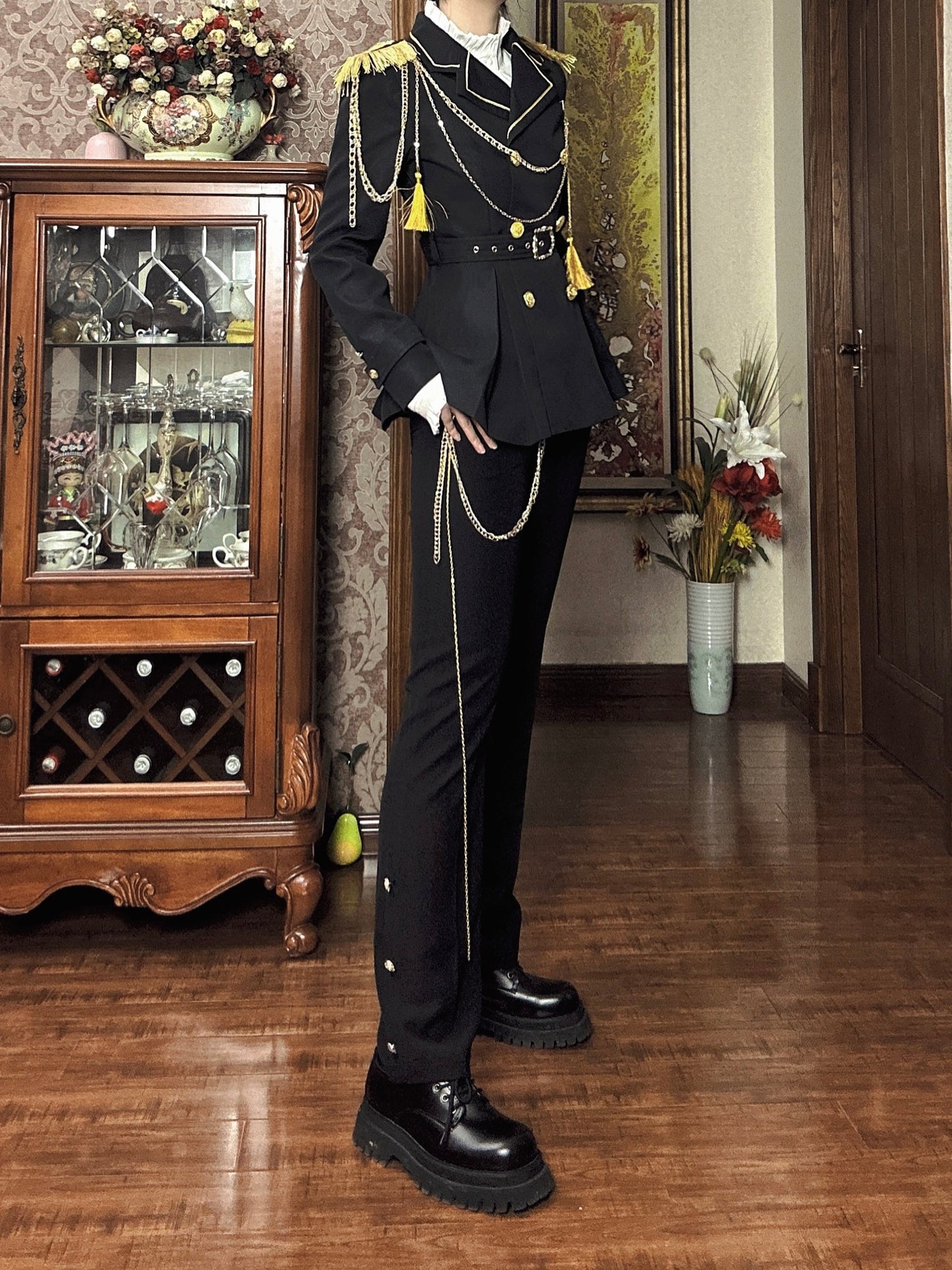 Gazing Galactic - Dawnbreak - Ouji Lolita Pants Suit with Military Coat and Cape