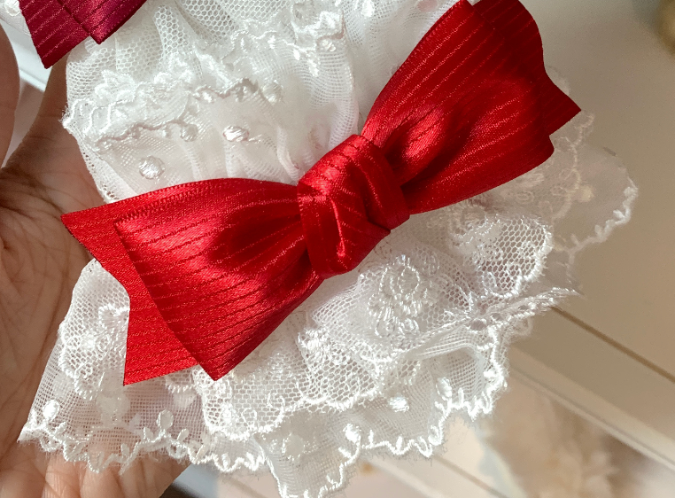 Roji Roji - Sweet Lolita Lace Bow Cuffs, Elastic Wrist