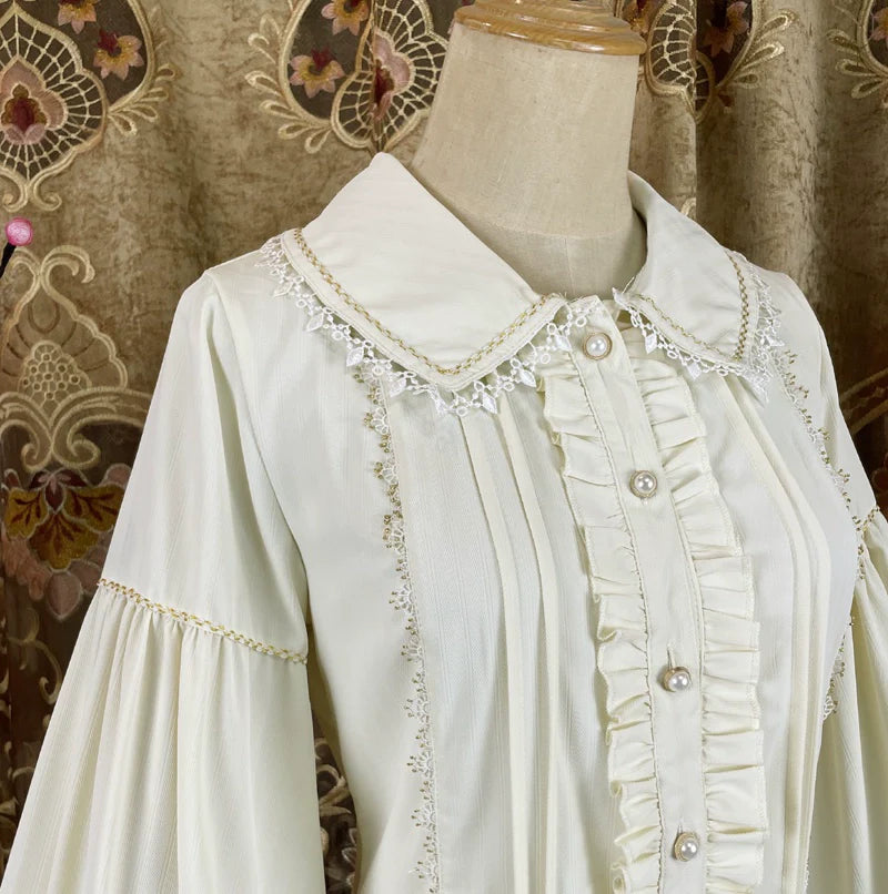 DMFS Lolita - Sweet Lolita Blouse Vintage Mutton Sleeves Winter Lolita Shirt