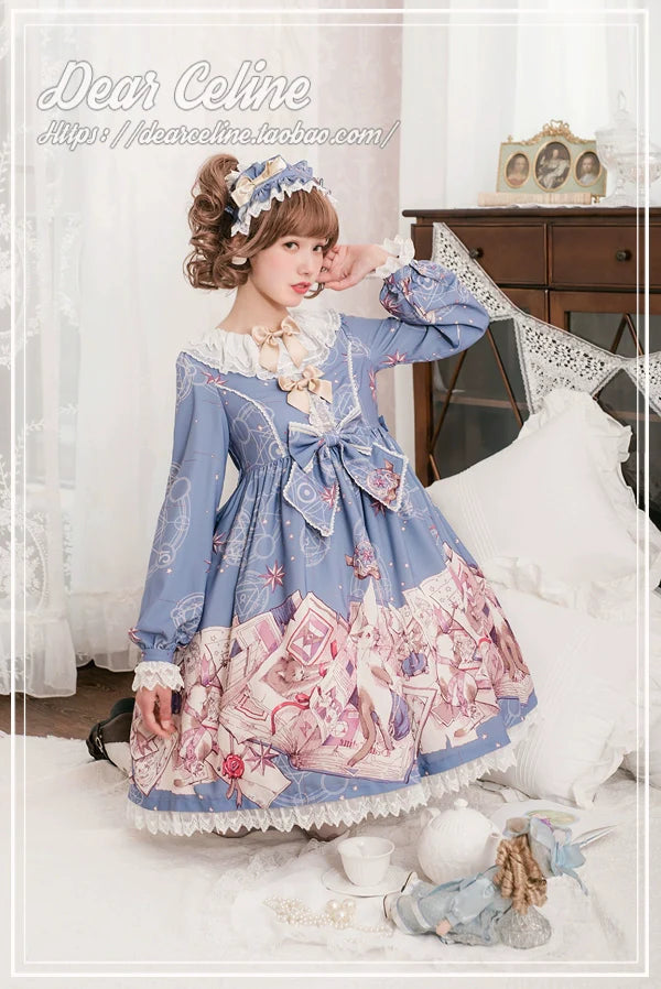 Dear Celine - Cat Professor's Magic Class - Daily Lolita OP Dress Long Sleeve Dress