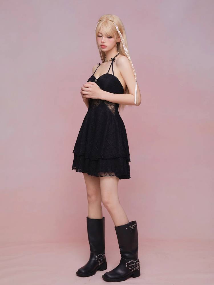 See-through suspender dress【s0000008933】