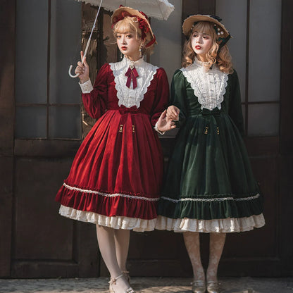 Miss Point - Customized Lolita Dress Vintage Elegant Velvet OP Dress