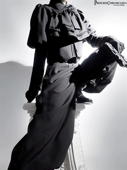 Princess Chronicles - Sorcerer's law - Retro Gothic Lolita Coat Black Ninth Pants