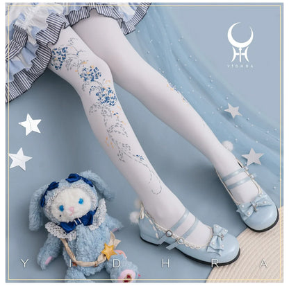 Yidhra - Resplendent flower Qiki - Elegant Lolita Pantyhose Velvet Pantyhoses Summer